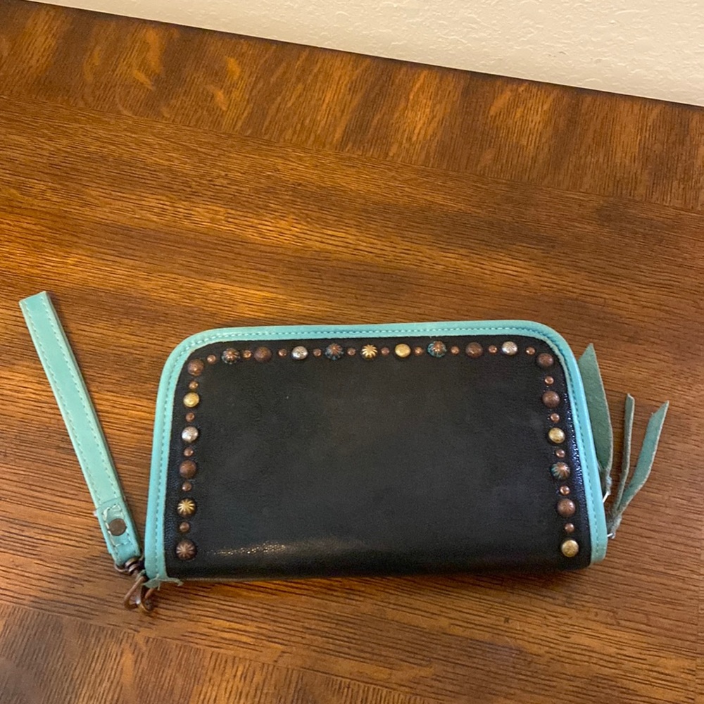 Black and Turquoise Double J LARGE wallet